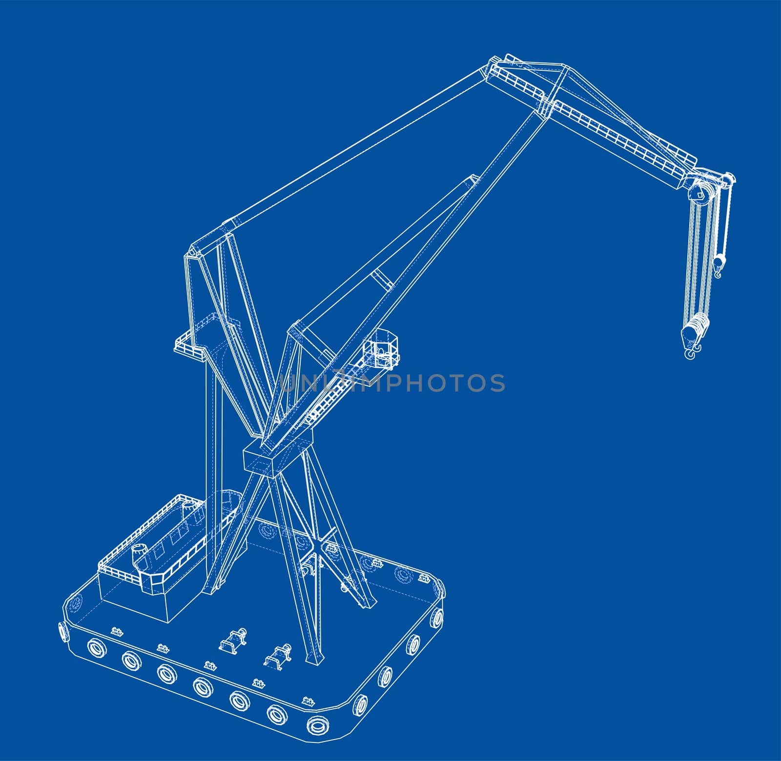 Floating crane. 3d illustration by cherezoff