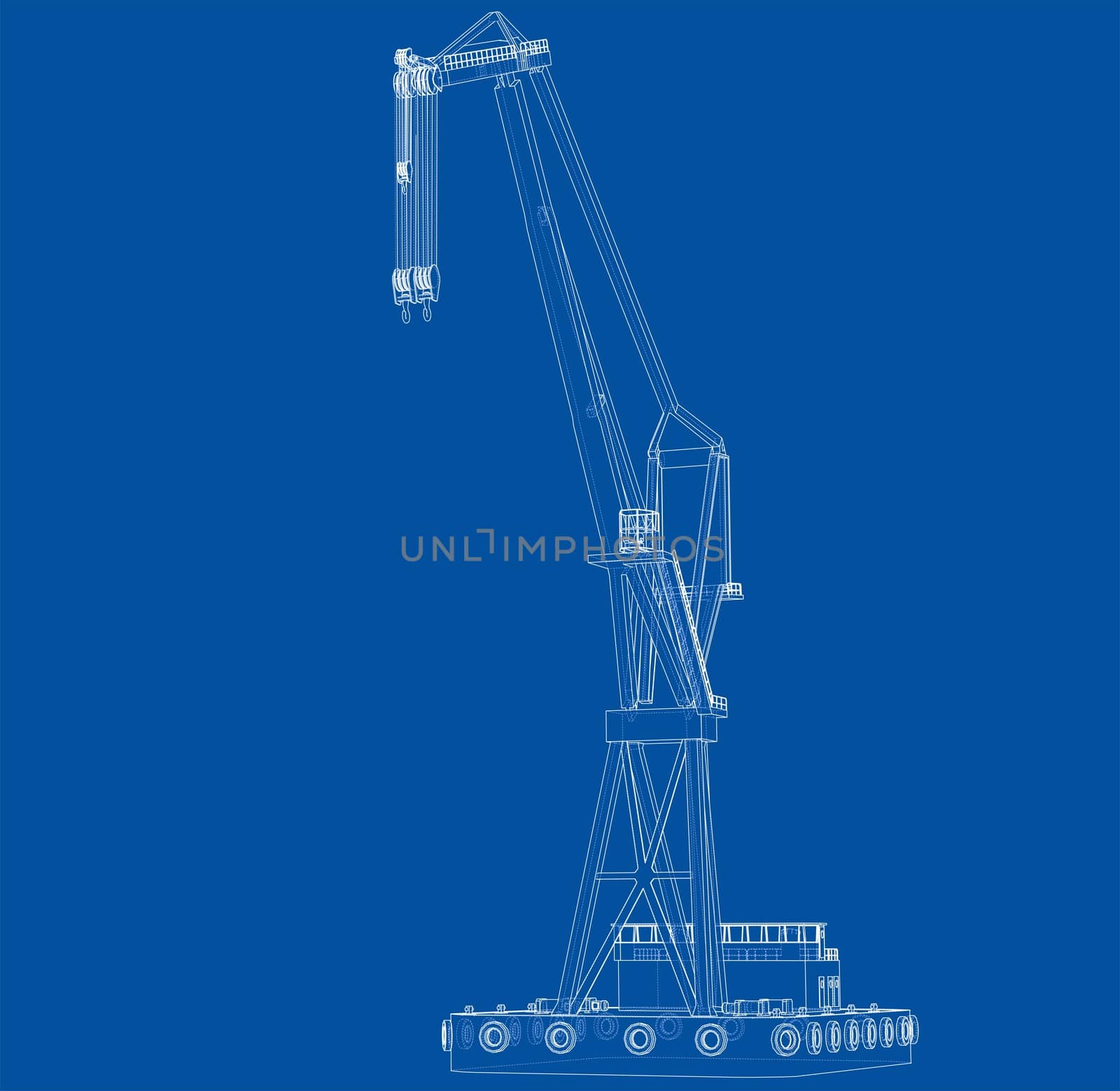 Floating crane. 3d illustration by cherezoff