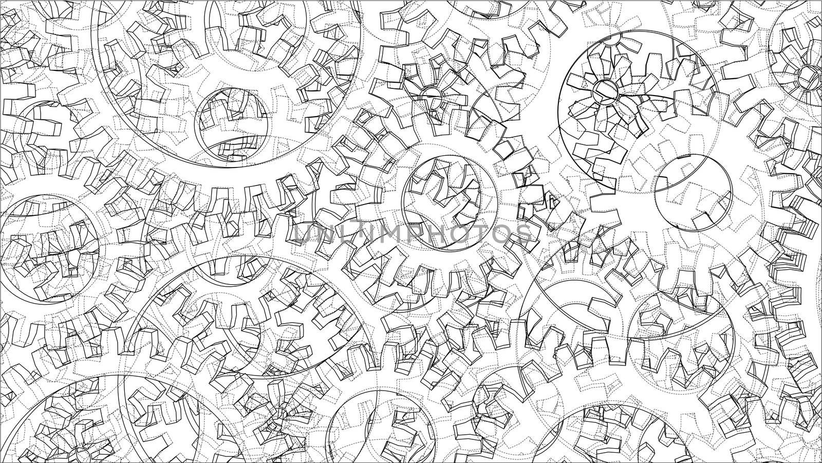 Background consisting of gears. Blueprint Style by cherezoff