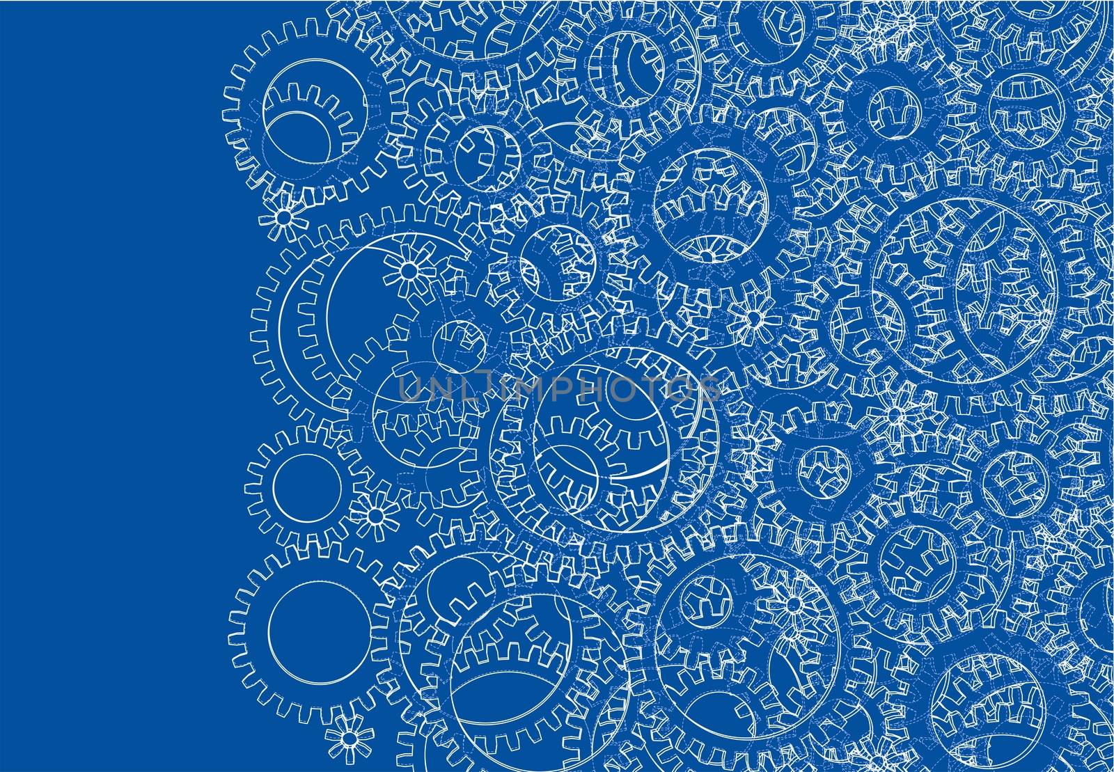 Background consisting of gears. Blueprint Style. 3D Rendering. Architecture Design Background