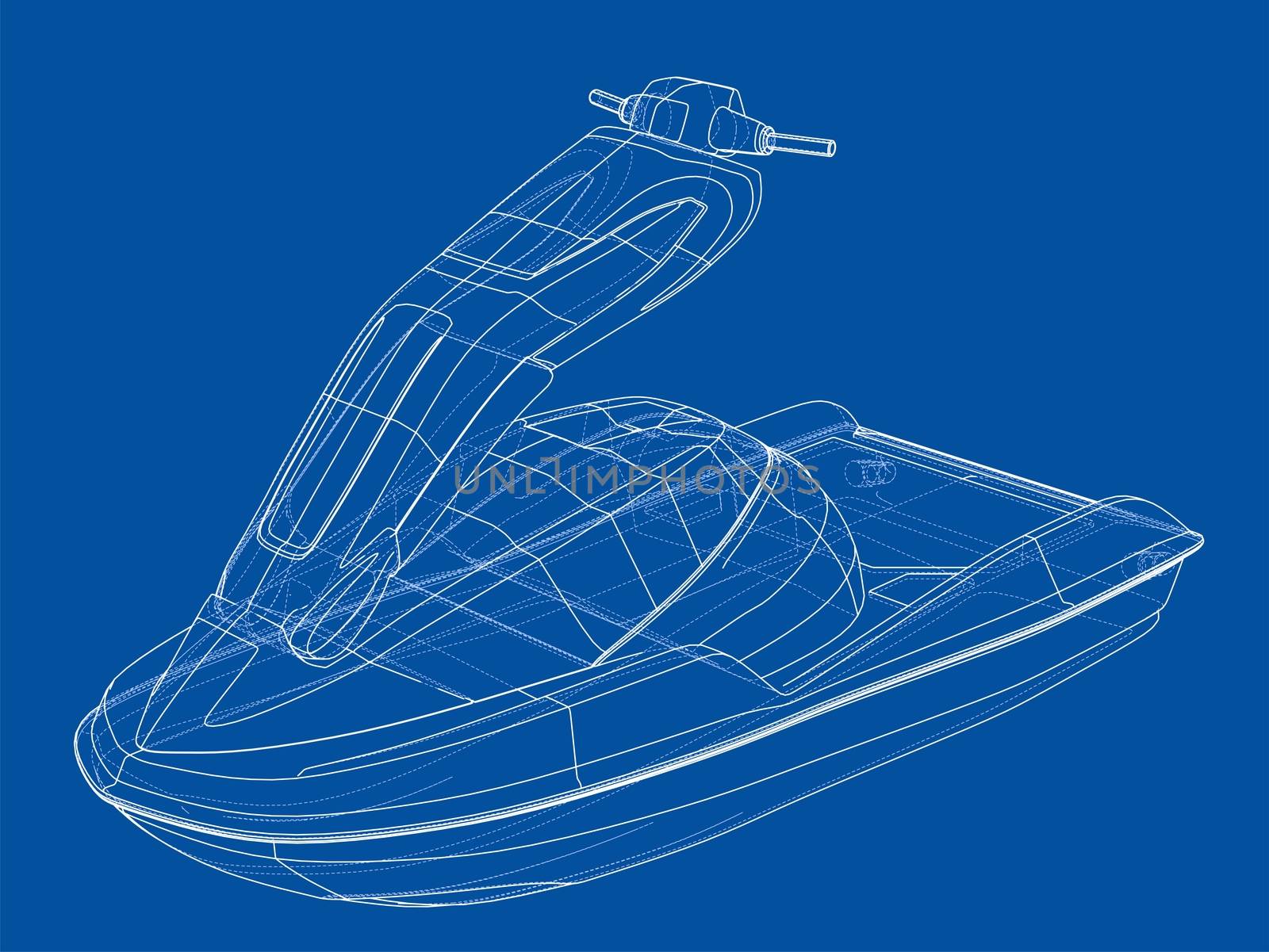 Jet ski sketch. 3d illustration by cherezoff