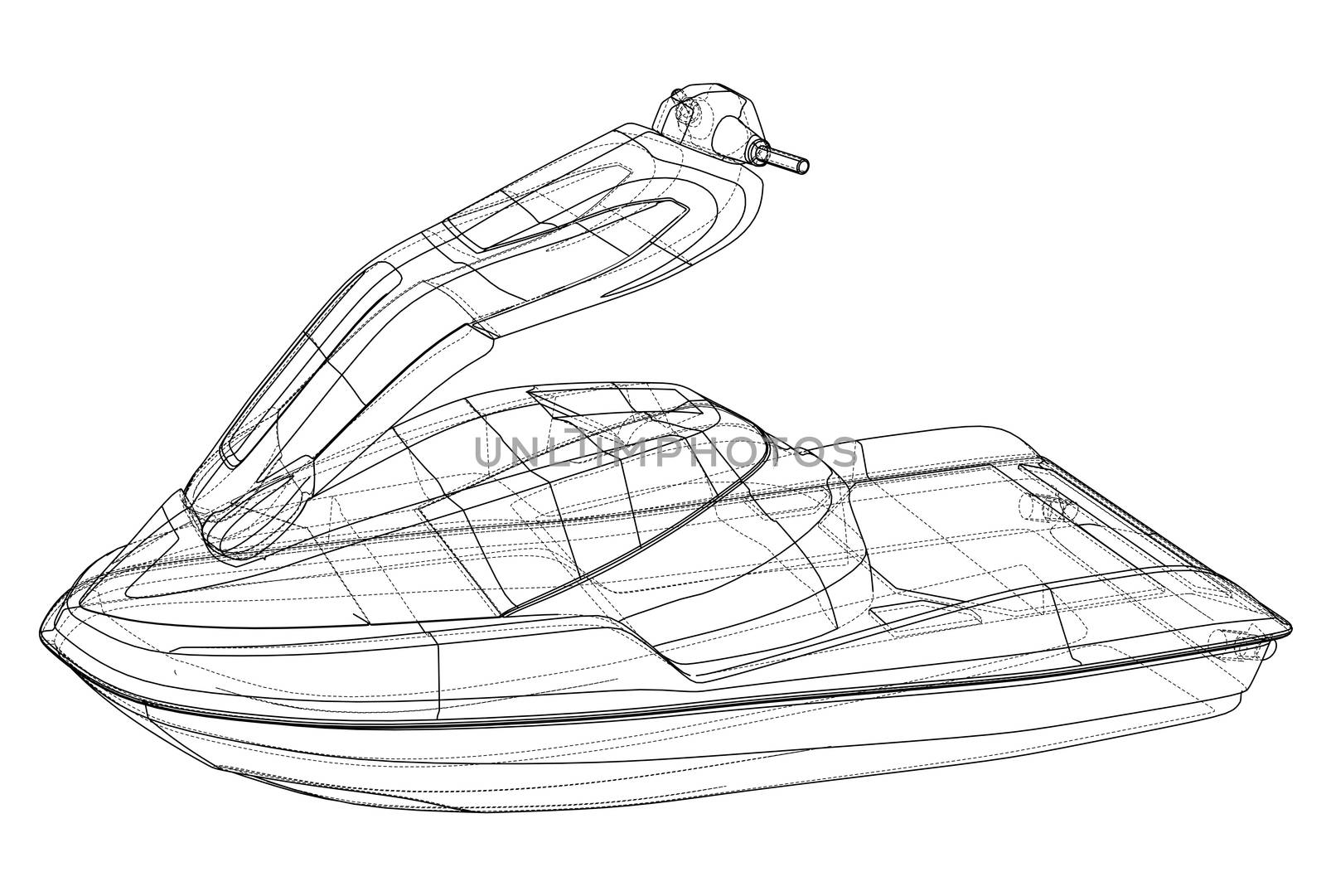 Jet ski sketch. 3d illustration by cherezoff