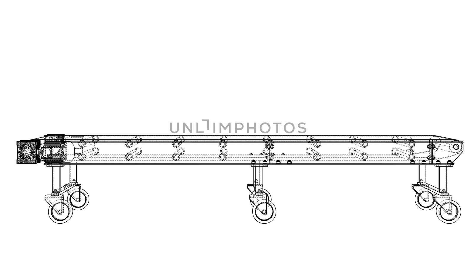 3D outline conveyor belt. 3d illustration by cherezoff