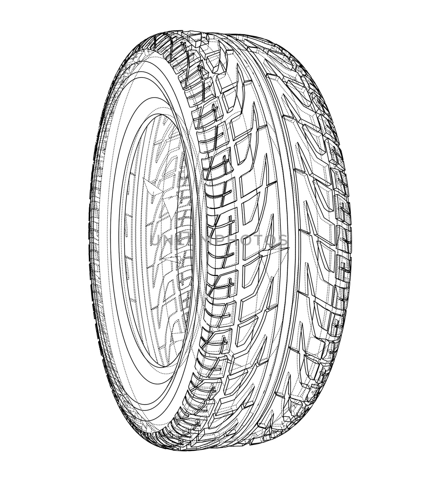 Car tire concept. 3d illustration by cherezoff