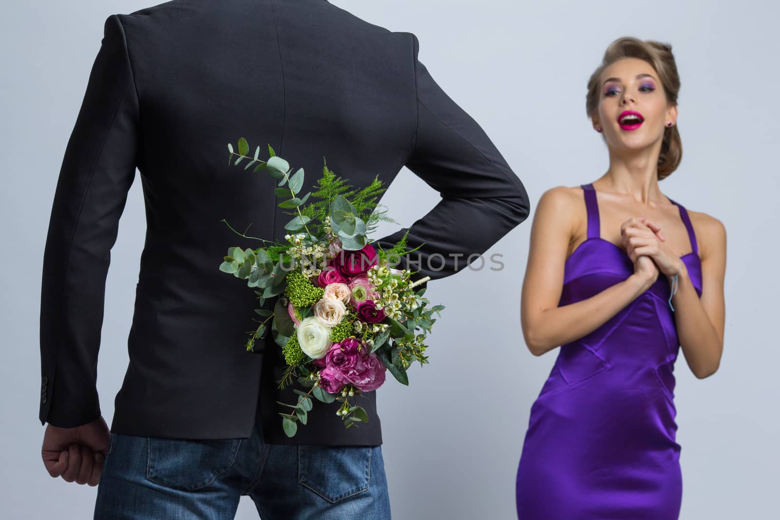 Man brings flowers to woman by ALotOfPeople