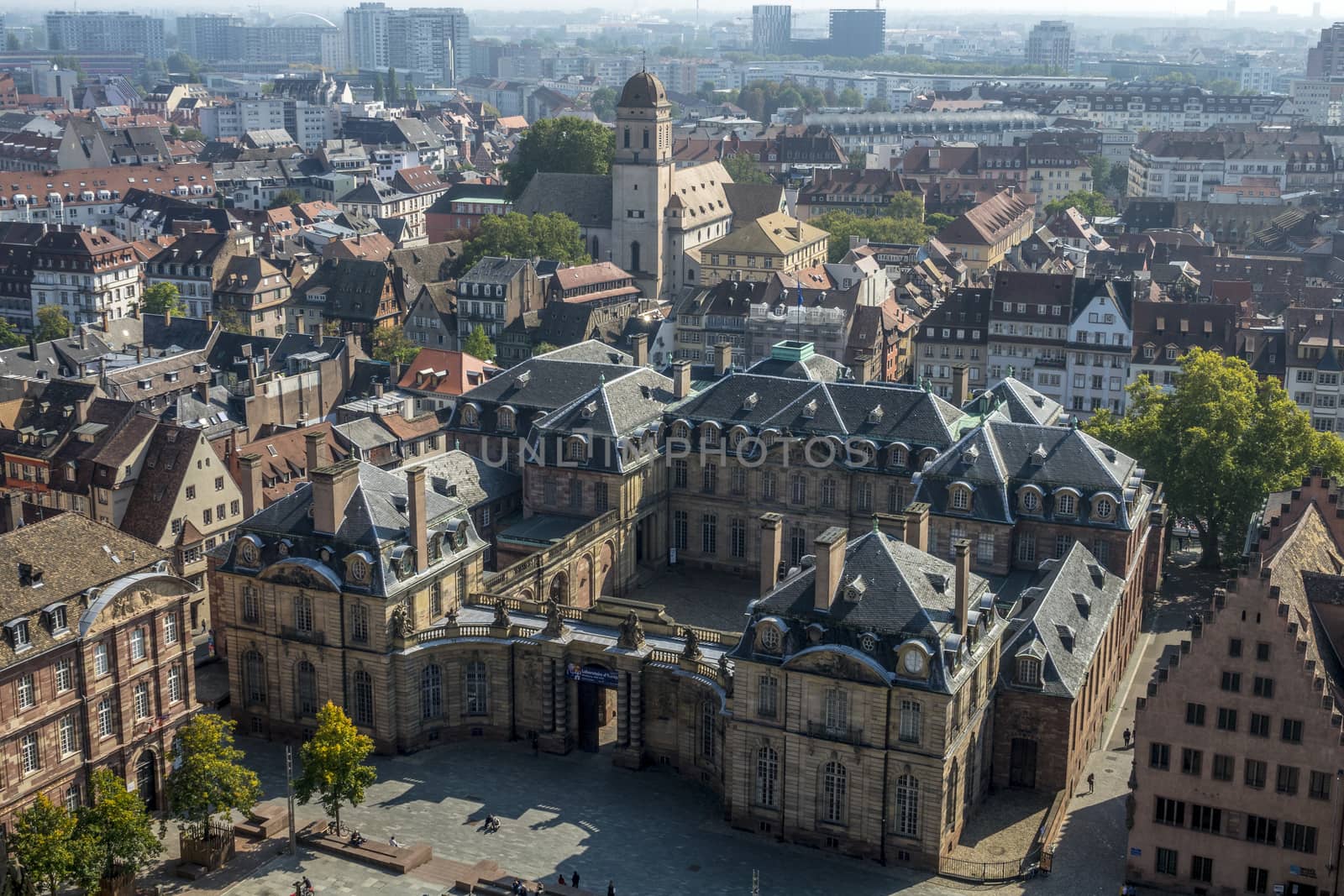 bird's-eye view of the city Strasbourg of France.