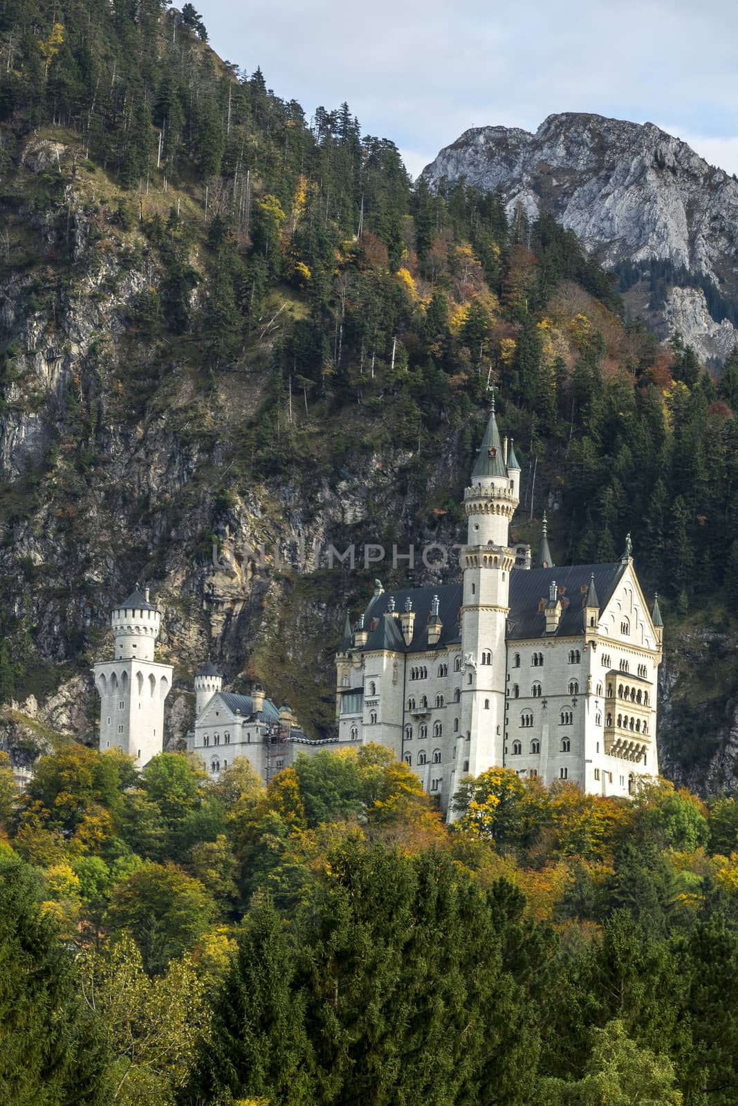 The famous Neuschwanstein Castle at Autumn of 2017 in Bavaria, Germany.