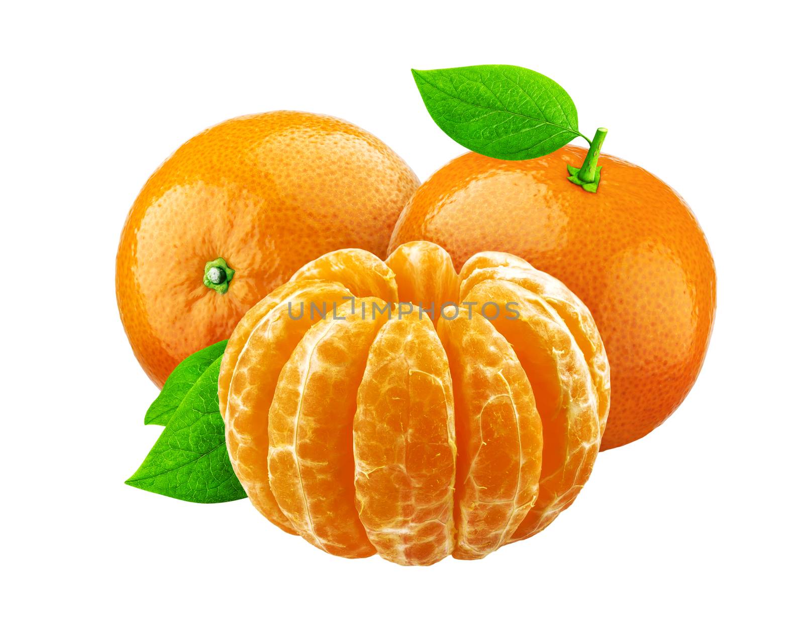 Mandarine isolated on white background with clipping path