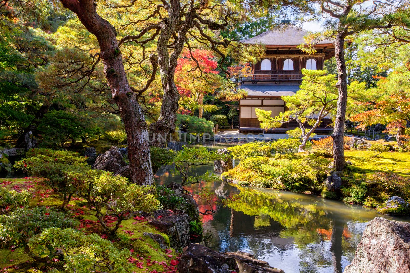 Ginkaku-ji (Temple of the Silver Pavilion) during the autumn momiji season in Kyoto, Japan