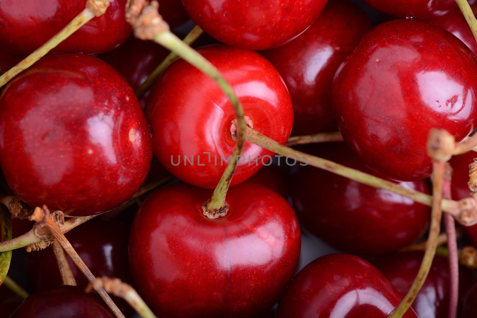 Close up of fresh cherry berries. food concept