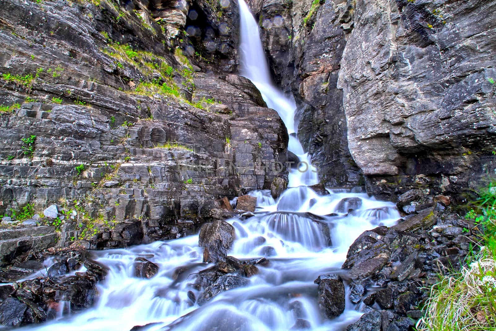 Water falling down from fjords in Norway