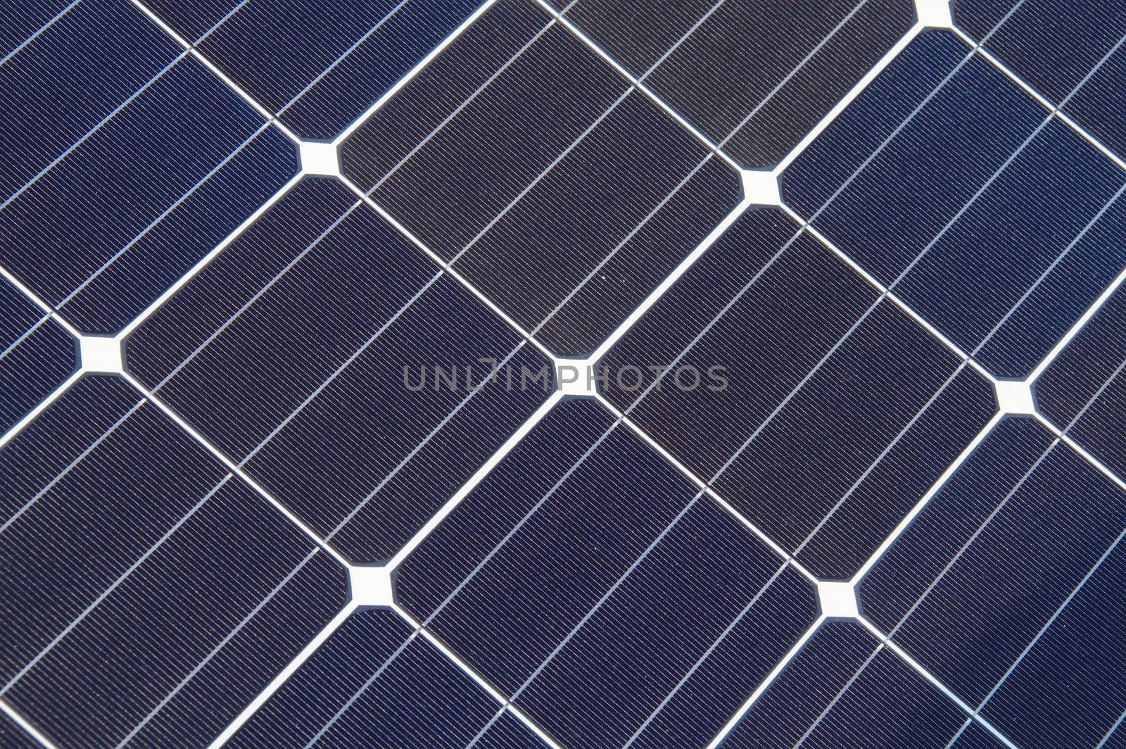 Closeup of solar panel filled with solar cells.