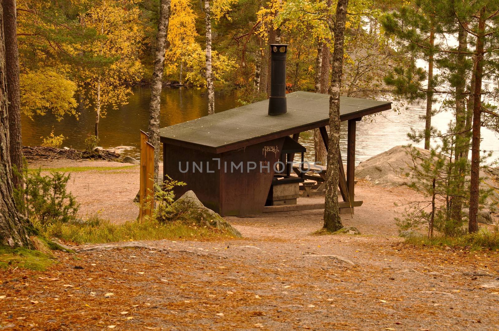 Fireplace cabin in a national park.