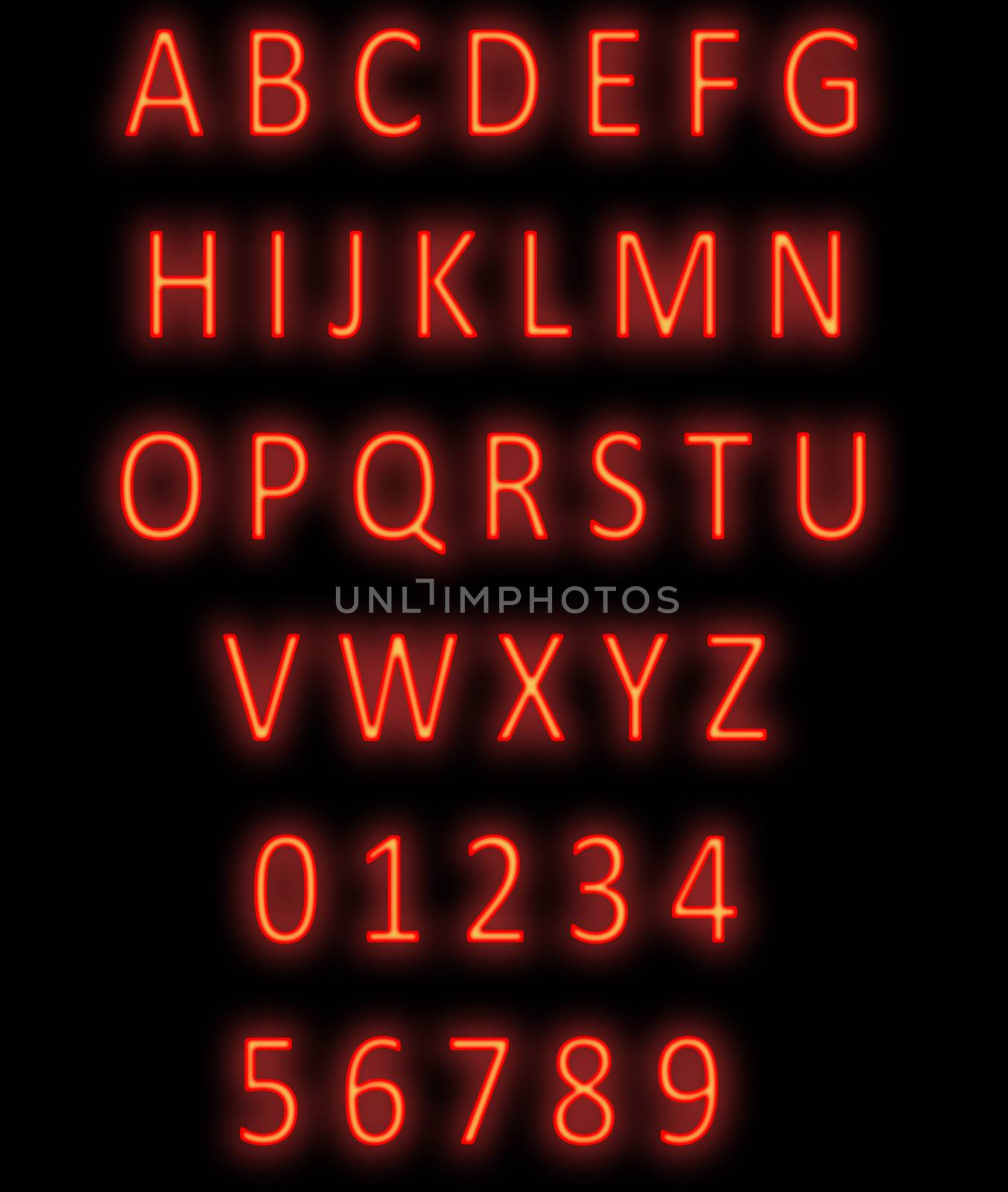 red neon alphabet on black. modern neon font alphabet and number. red color letter and numbers. font neon symbol.