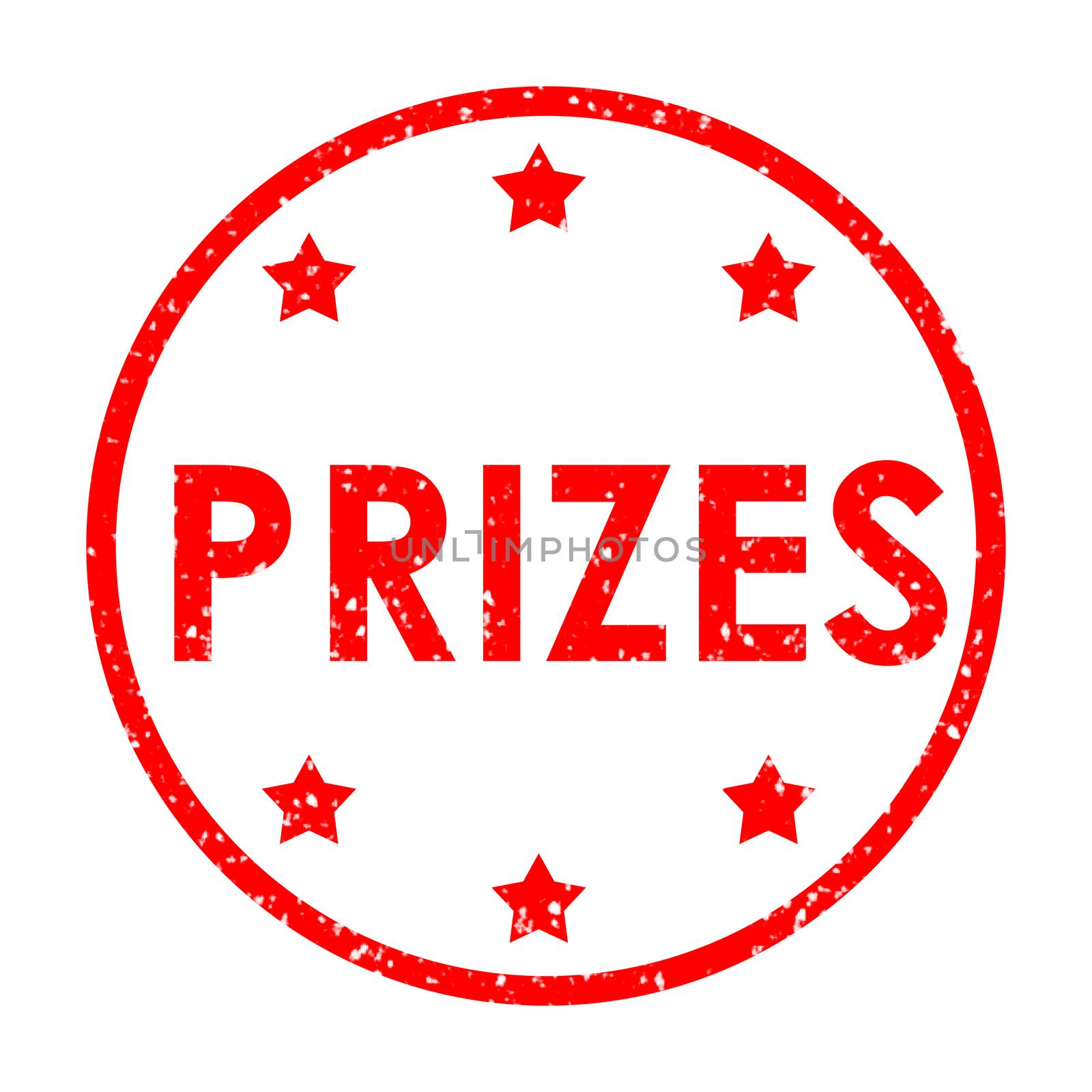 prizes red rubber stamp on white background. prizes stamp sign.  text for prizes stamp. 