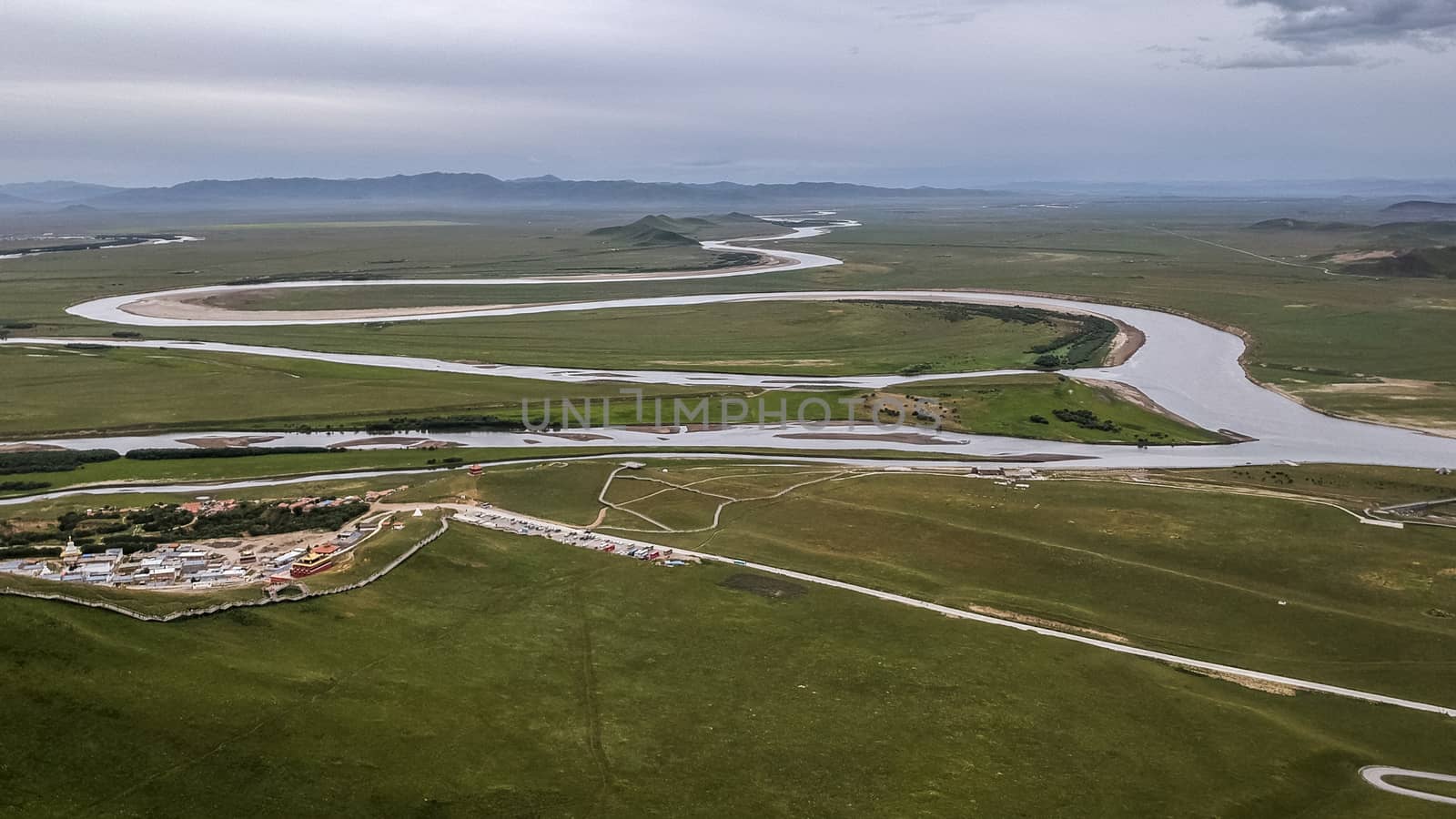 The first bend of the famous zigzagged yellow river of China in Tangke of Ruoergai (Zoige) county, Sichuan province.