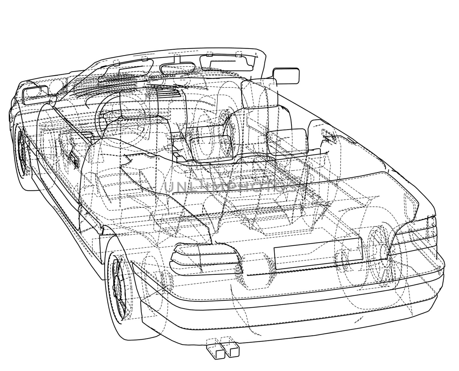 Car cabriolet concept. 3d illustration by cherezoff