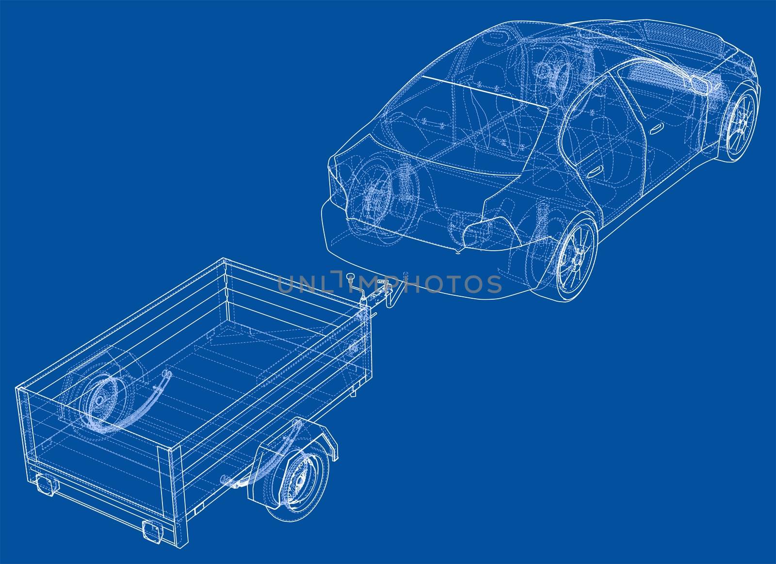 Sedan with open trailer sketch by cherezoff