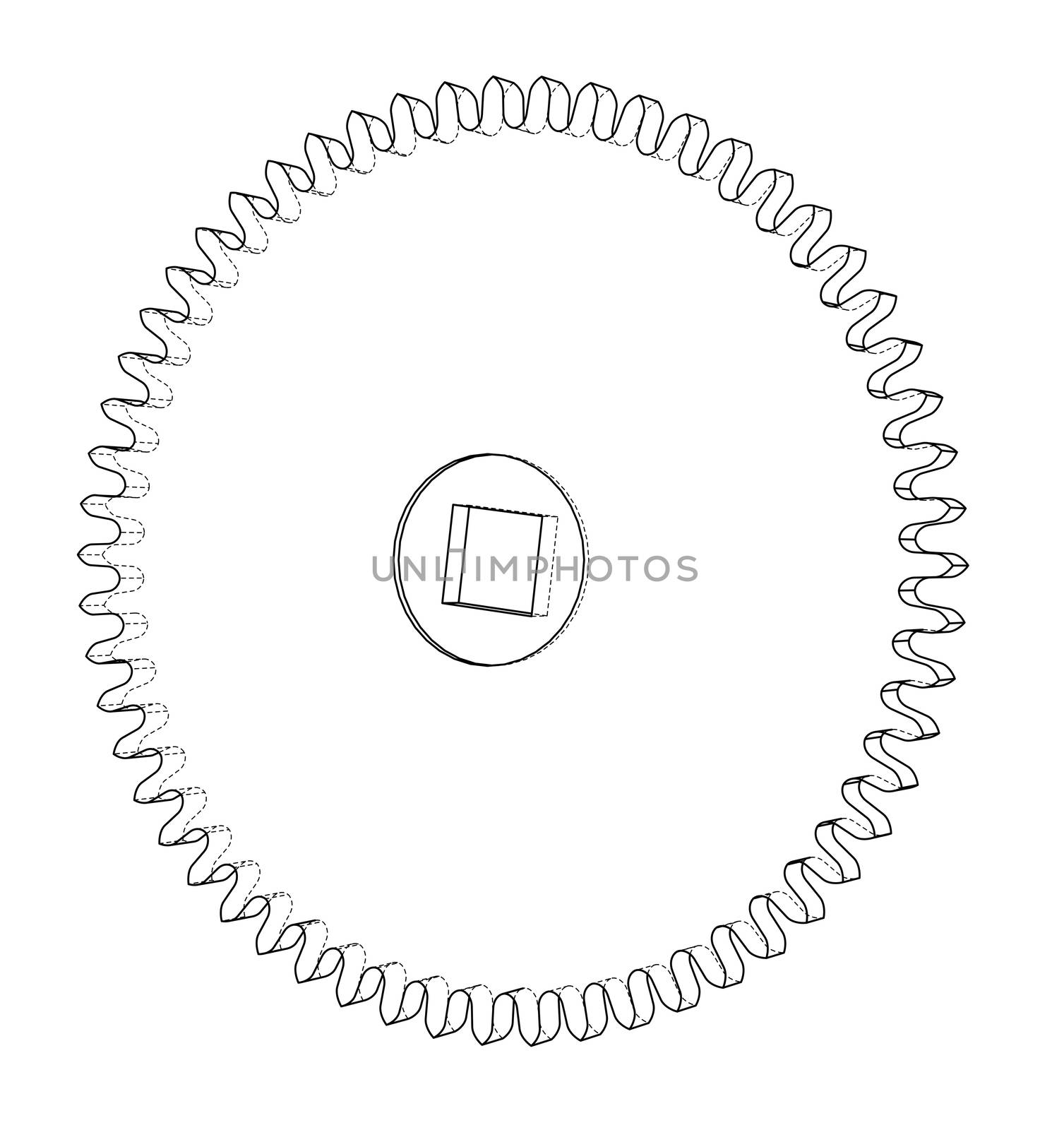 3D gear wheel. 3d illustration. Wire-frame style