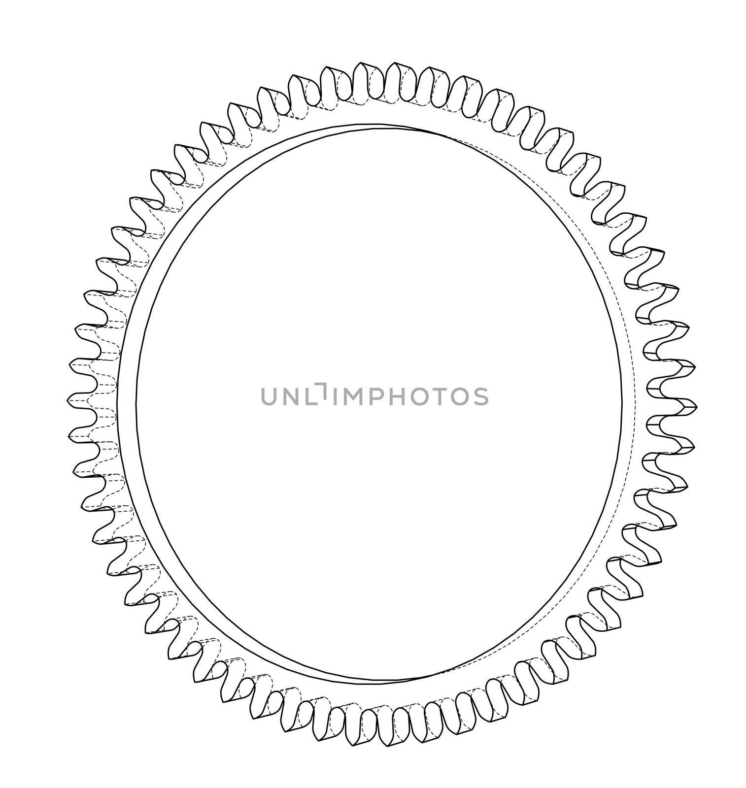 3D gear wheel. 3d illustration. Wire-frame style