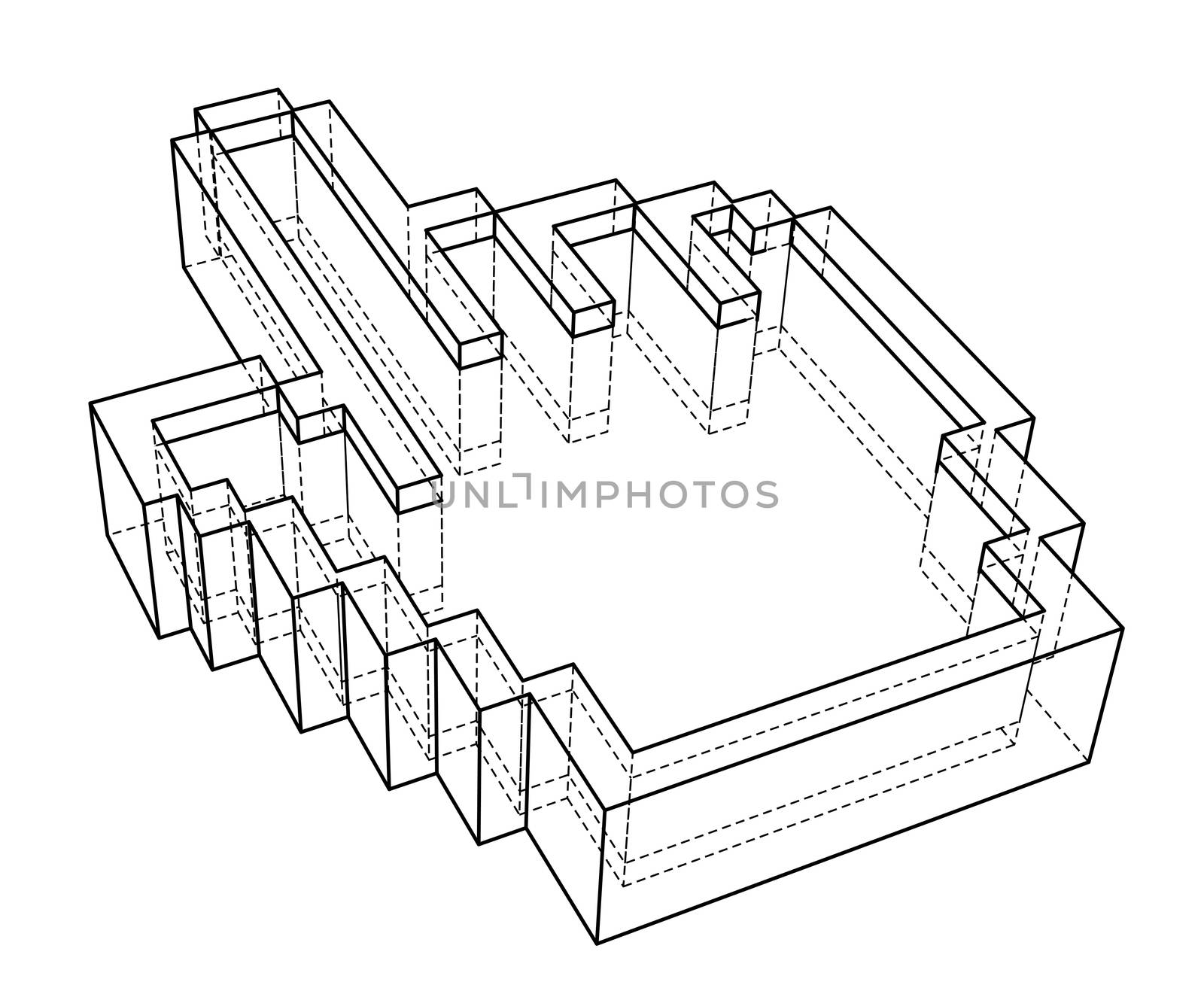 Pointer hand icon. 3d illustration. Wire-frame style