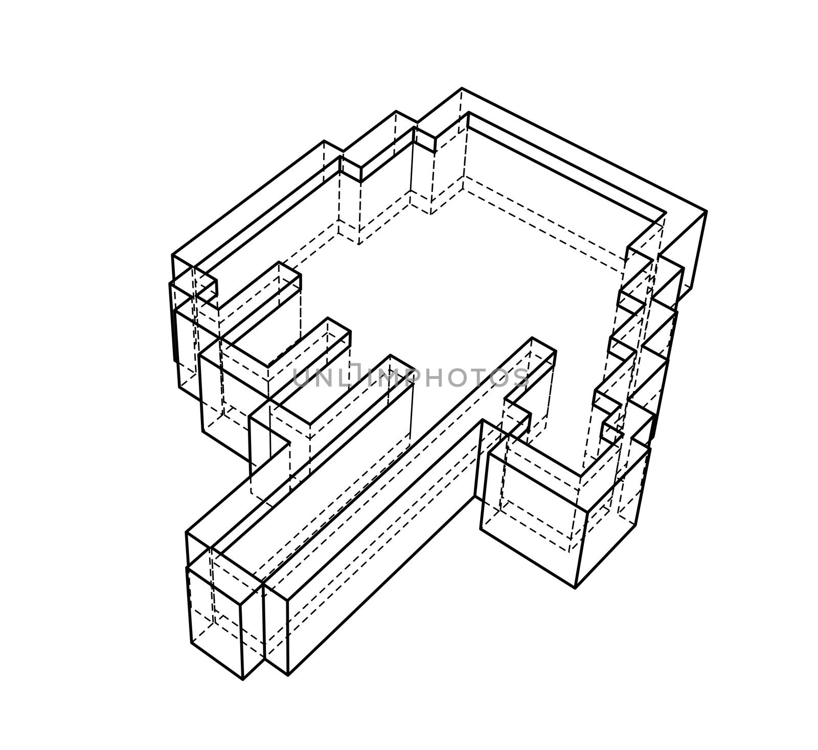 Pointer hand icon. 3d illustration. Wire-frame style