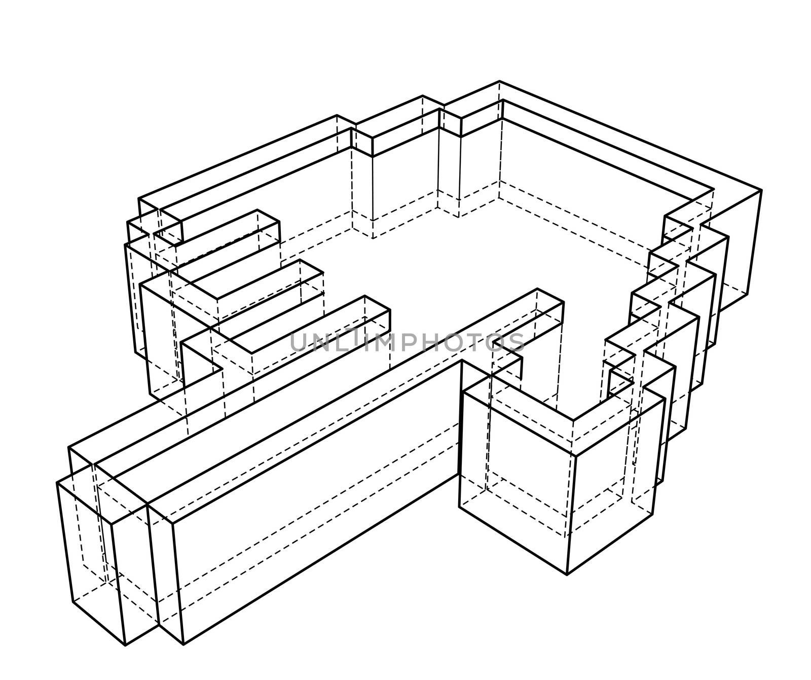 Pointer hand icon. 3d illustration. Wire-frame style