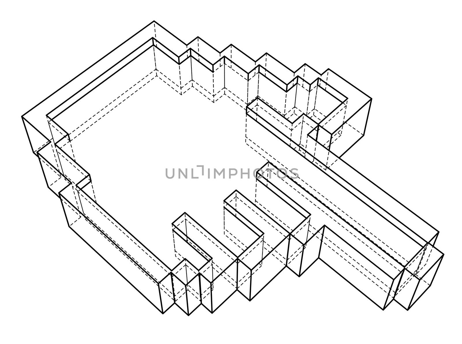 Pointer hand icon. 3d illustration. Wire-frame style