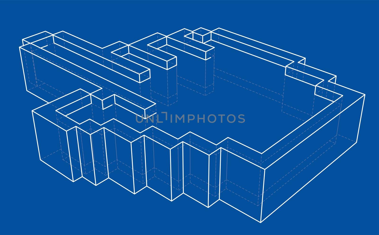 Pointer hand icon. 3d illustration. Wire-frame style