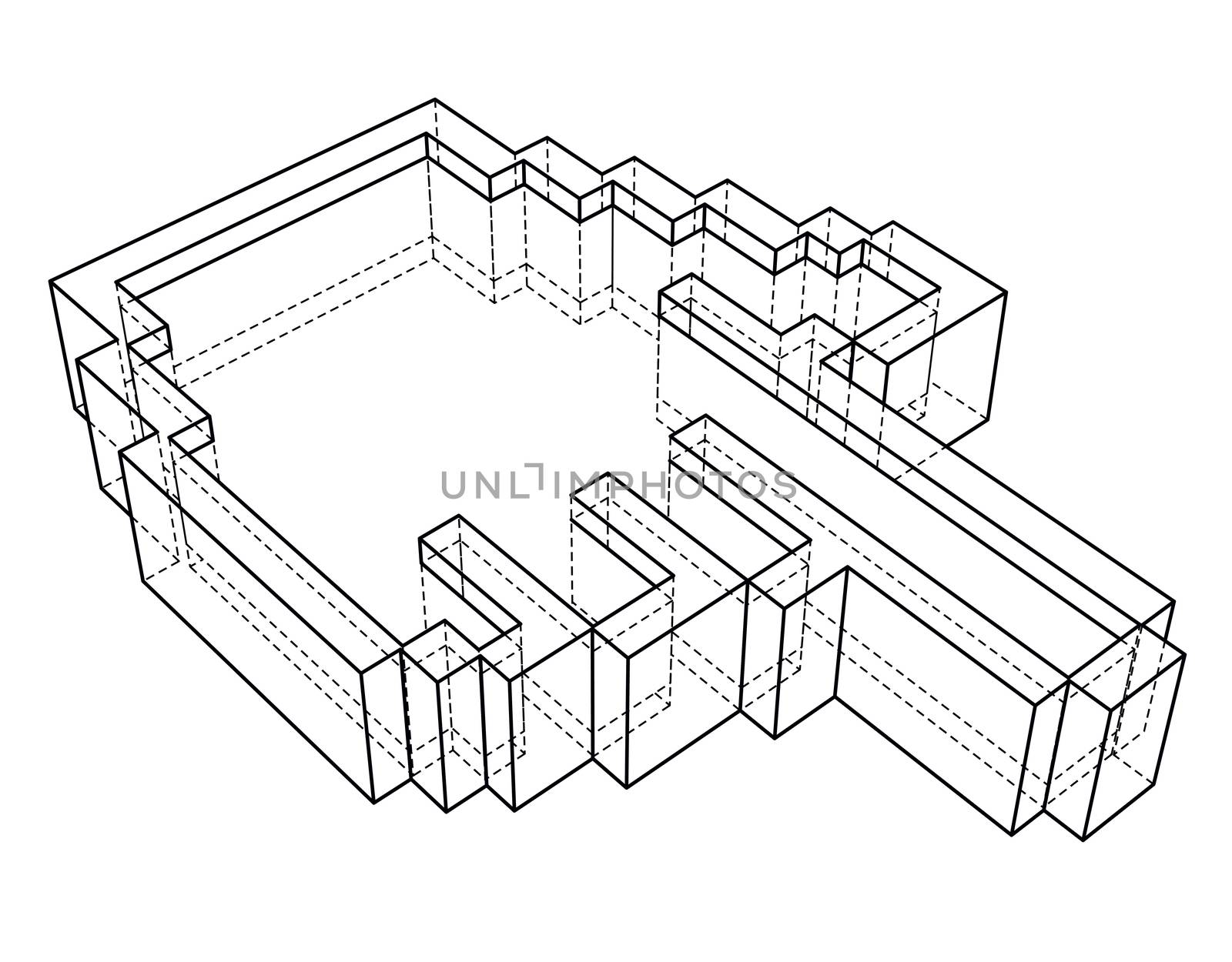 Pointer hand icon. 3d illustration. Wire-frame style