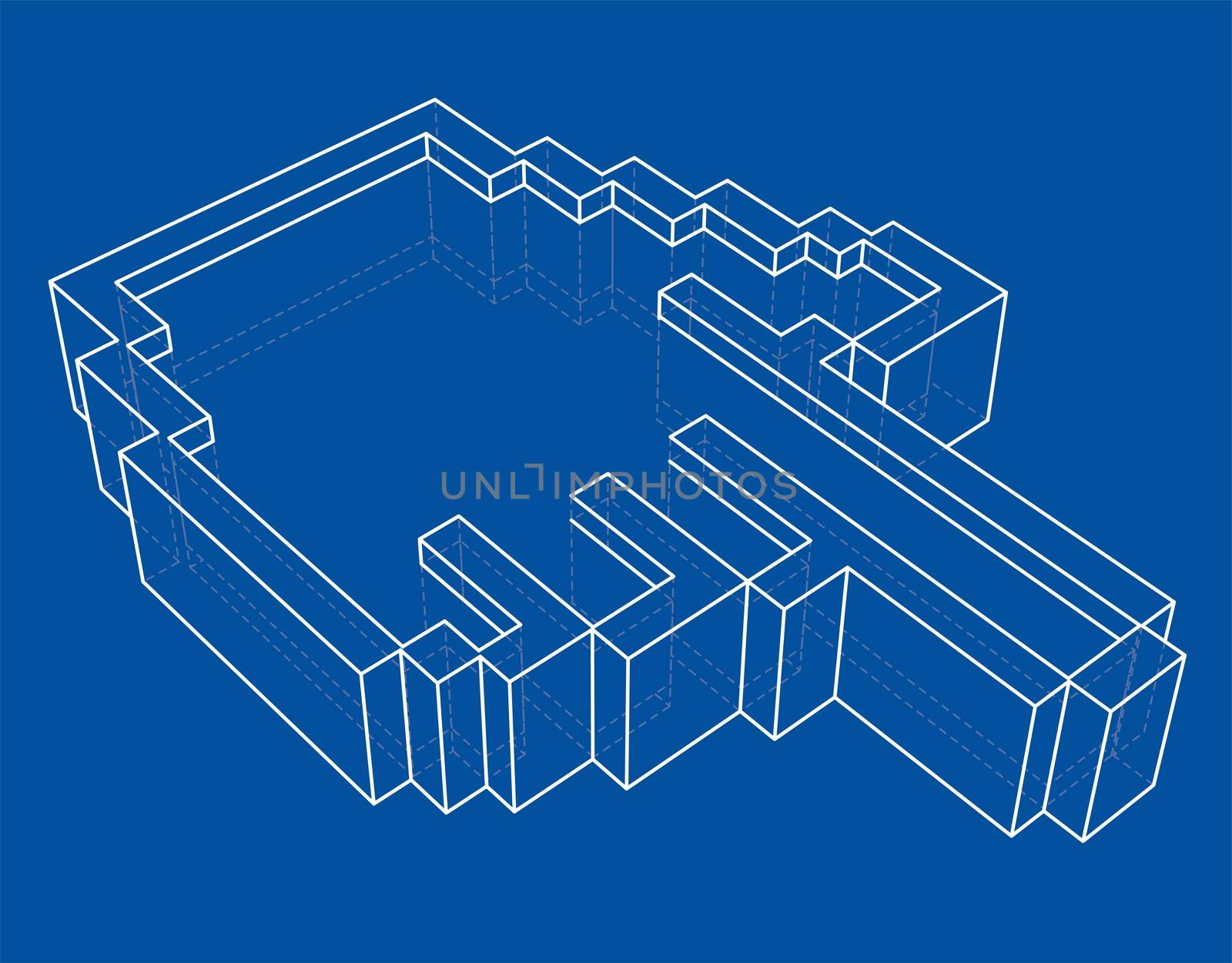 Pointer hand icon. 3d illustration. Wire-frame style