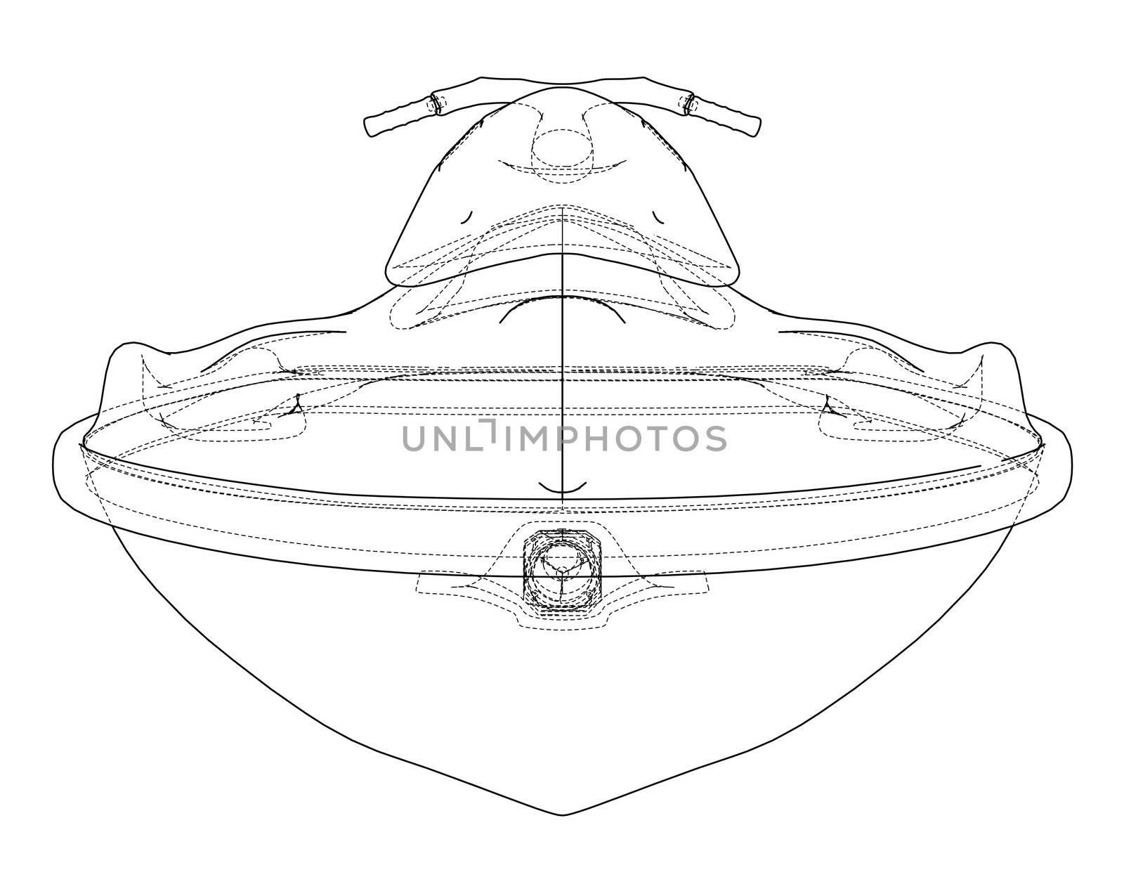 Jet ski sketch. 3d illustration. Wire-frame style