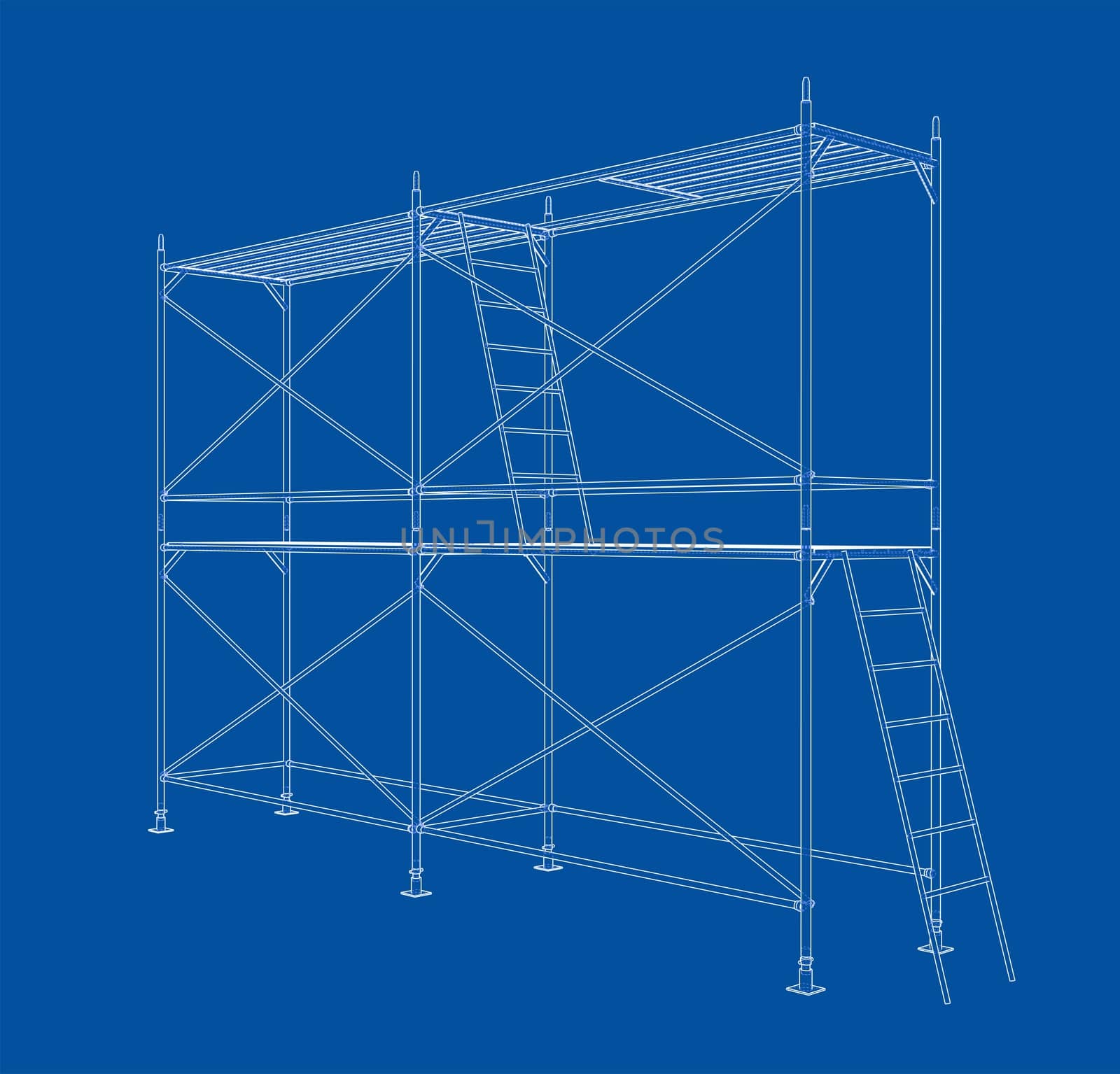 3D outline scaffold. 3d illustration by cherezoff
