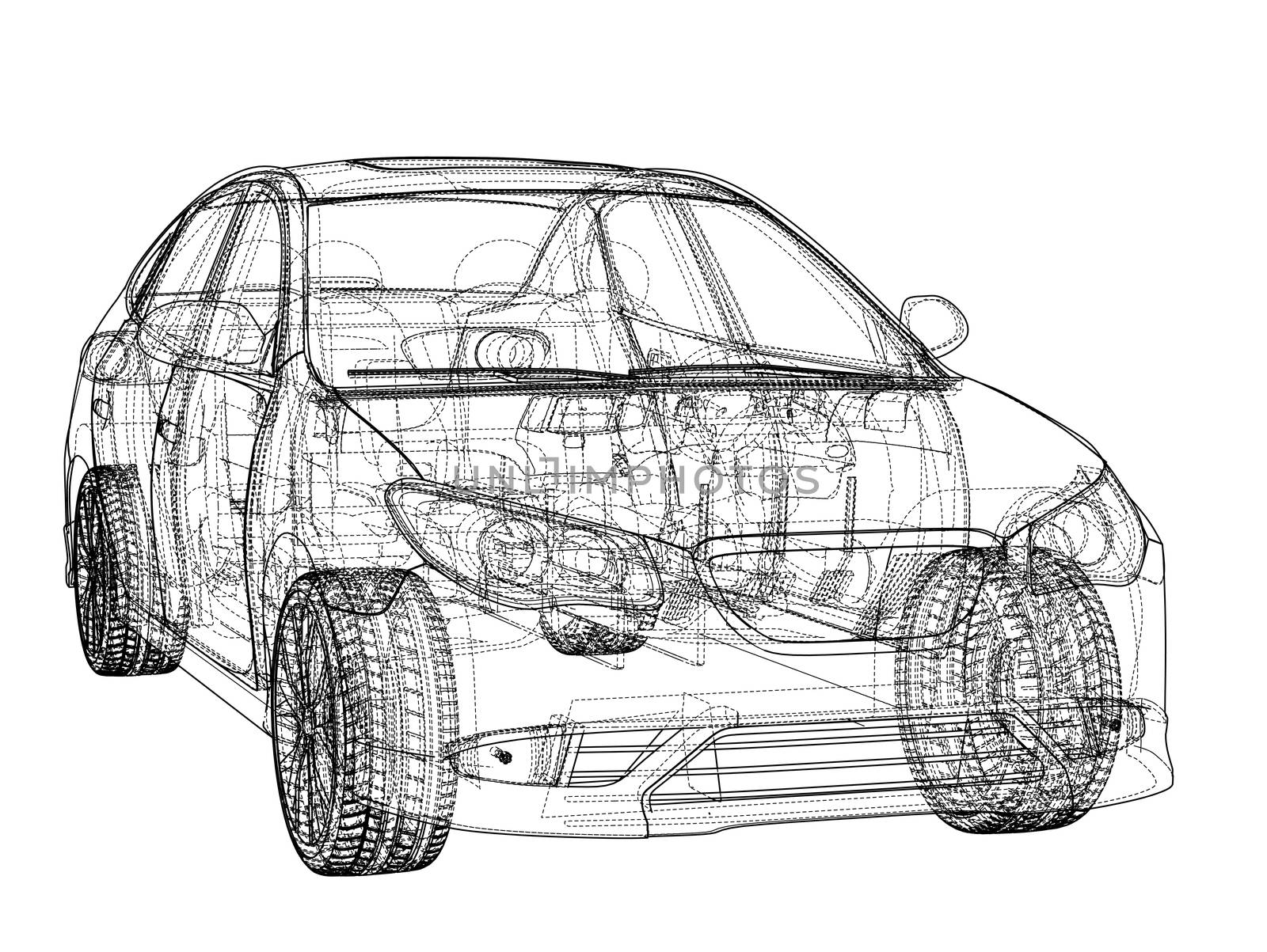 Concept car. 3d illustration by cherezoff