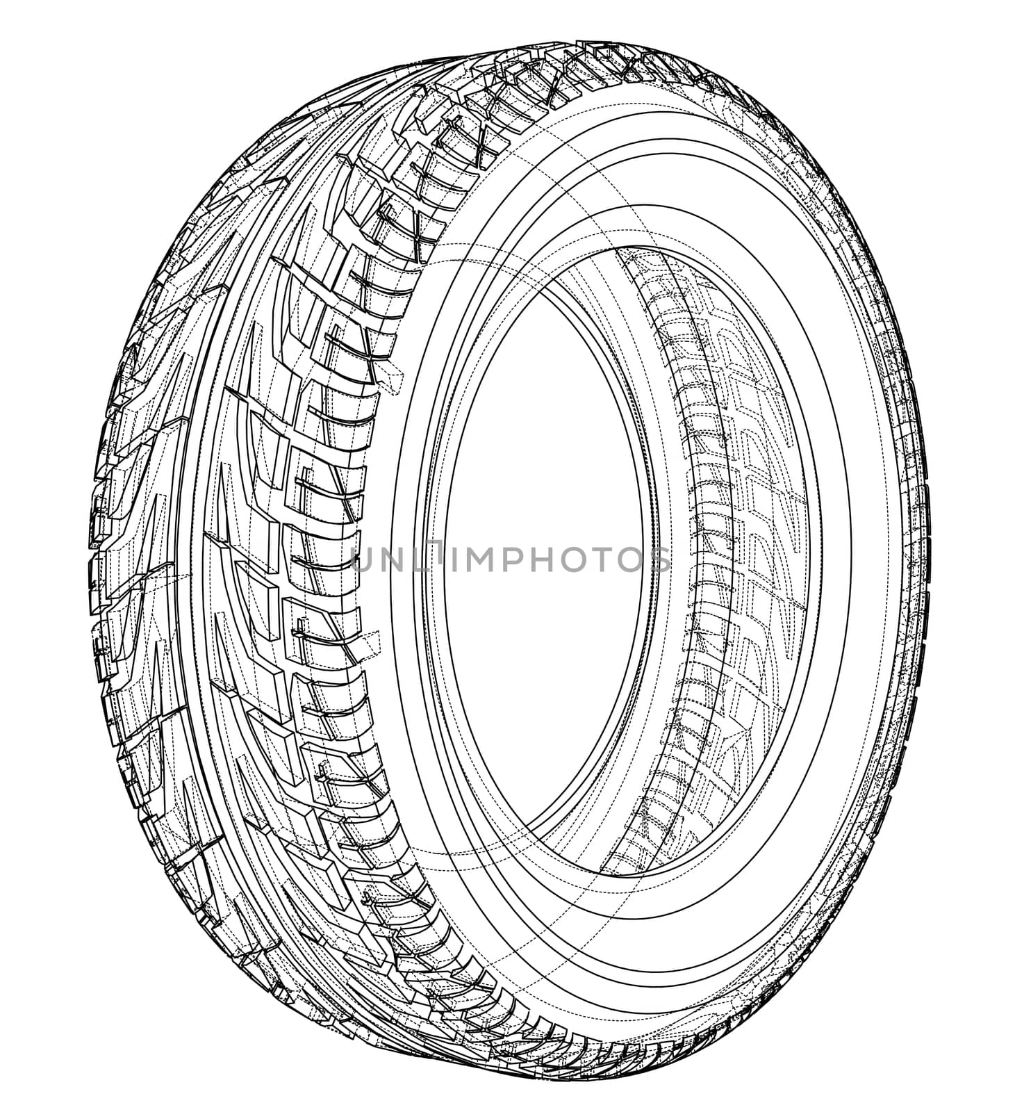 Car tire concept. 3d illustration by cherezoff