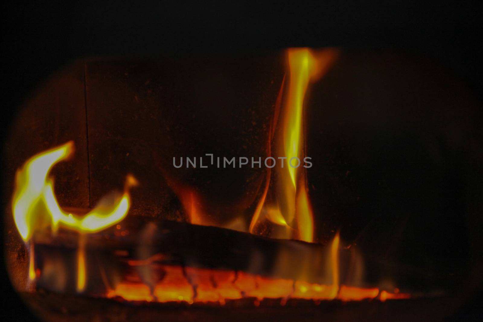 wood log in a fireplace
