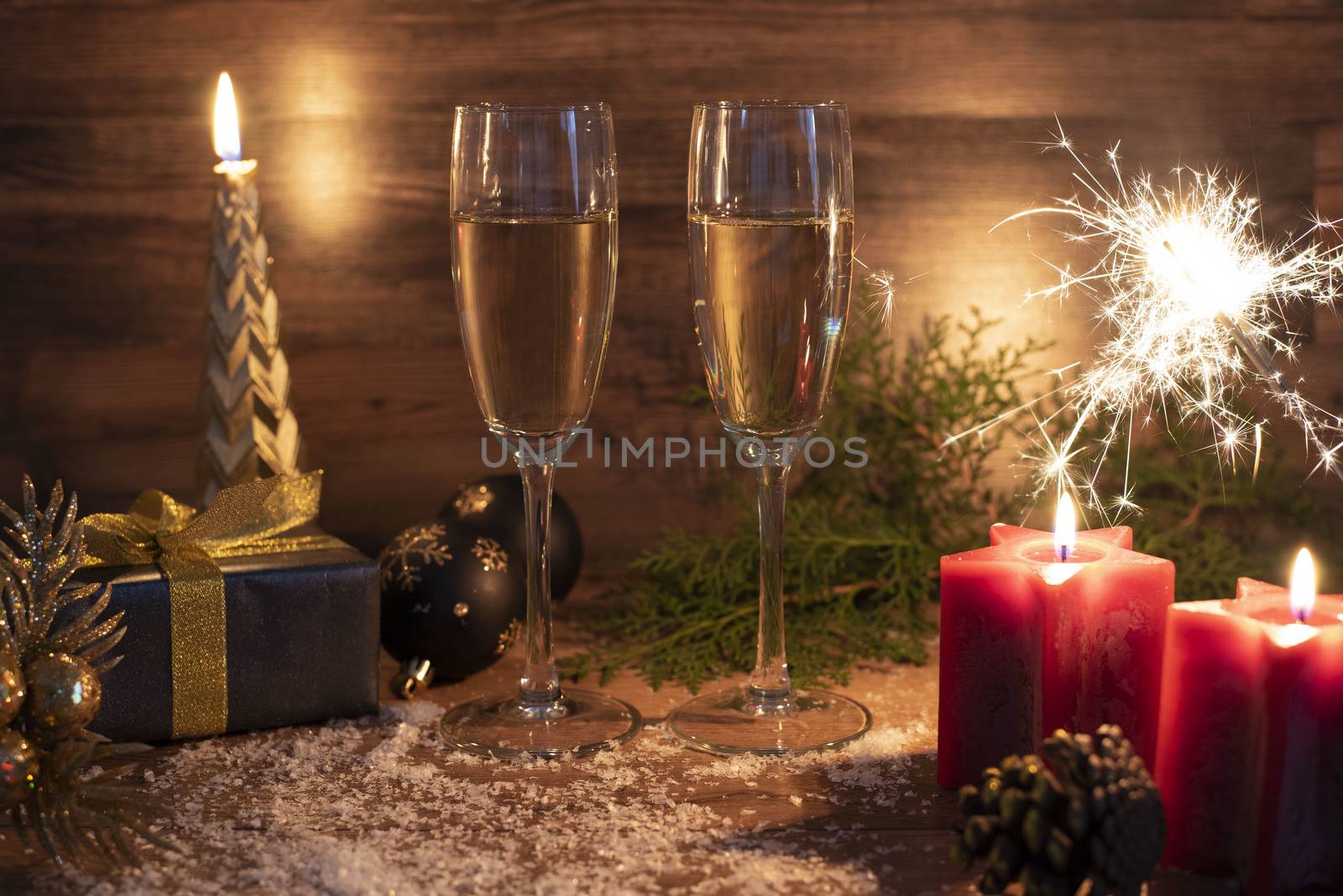 New years eve celebration background with champagne by sevda_stancheva