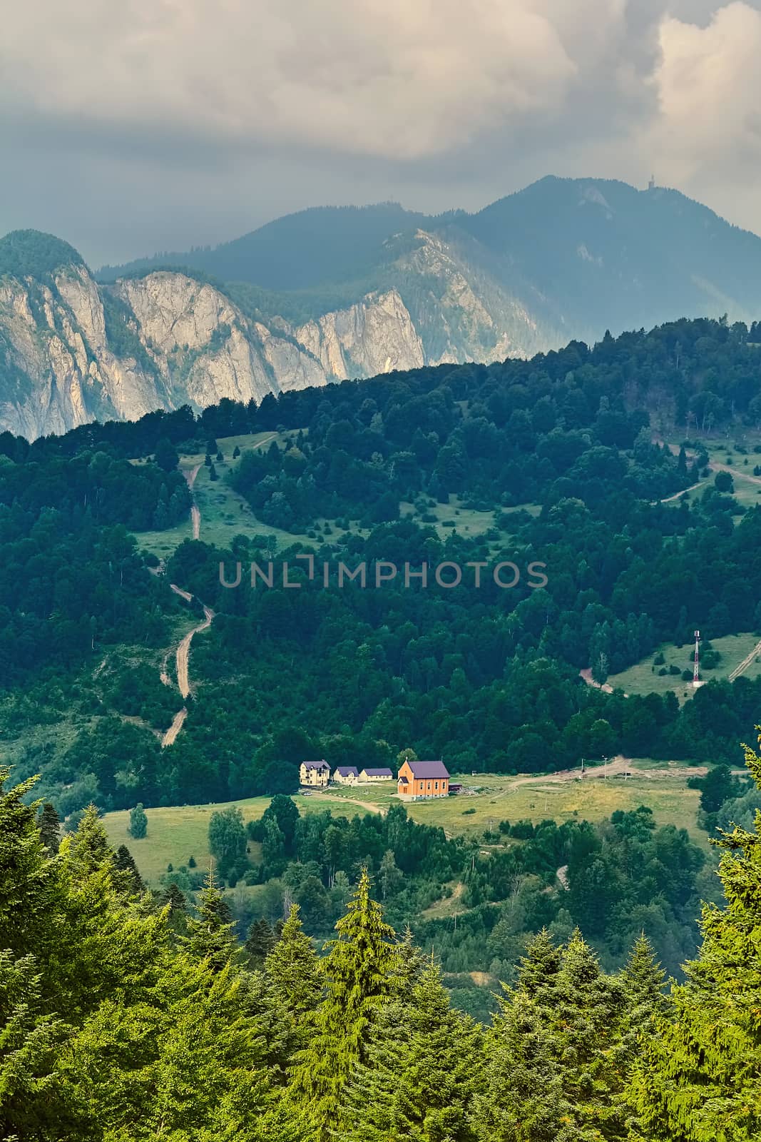 View of the Carpathian Mountains in Romania