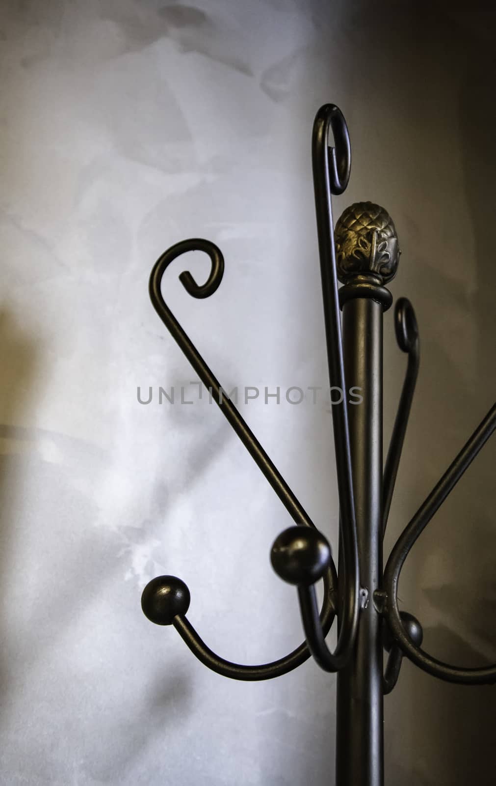Old metal coat rack, vintage decoration detail