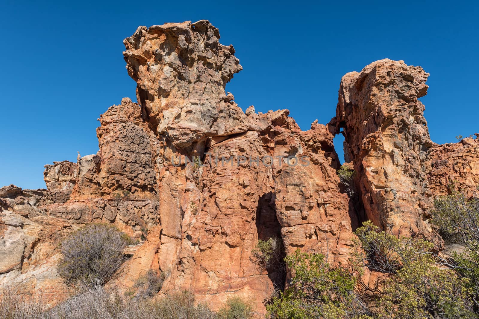 Rock formations at the Stadsaal Caves and Rock Art site in the Cederberg Mountains in the Western Cape Province of South Africa