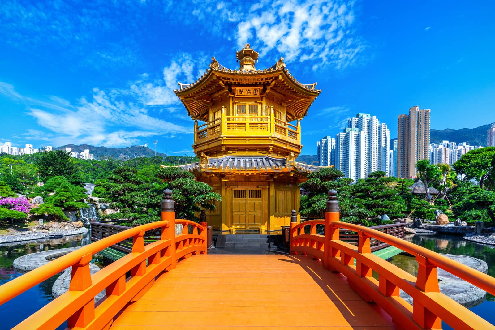 Golden Pavilion in Nan Lian Garden near Chi Lin Nunnery temple, Hong Kong. by gutarphotoghaphy