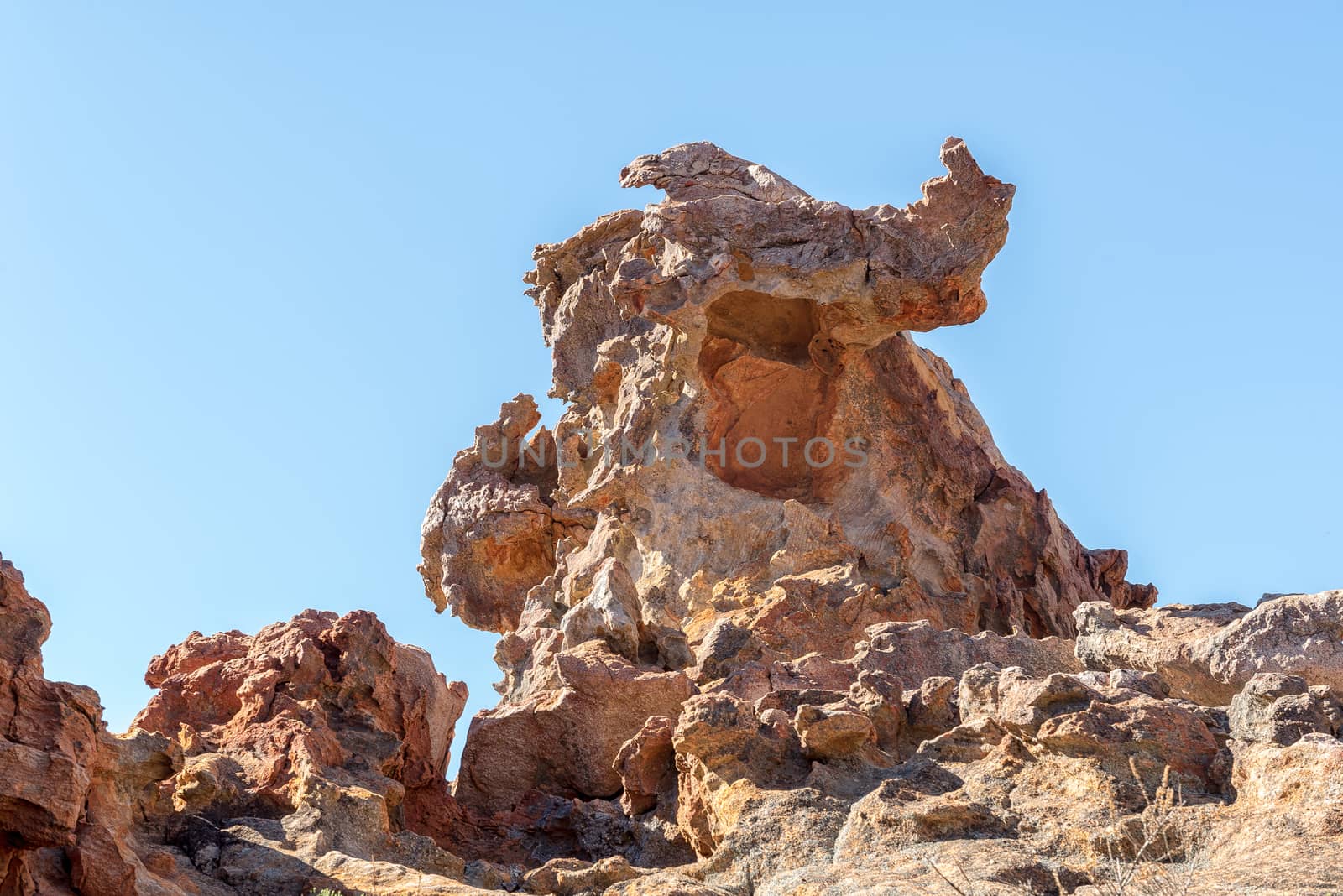 Rock formations at the Stadsaal Caves and Rock Art site in the Cederberg Mountains in the Western Cape Province of South Africa