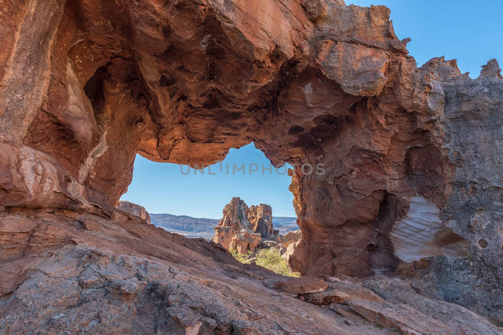 A rock arch at the Stadsaal Caves and Rock Art site in the Cederberg Mountains in the Western Cape Province of South Africa