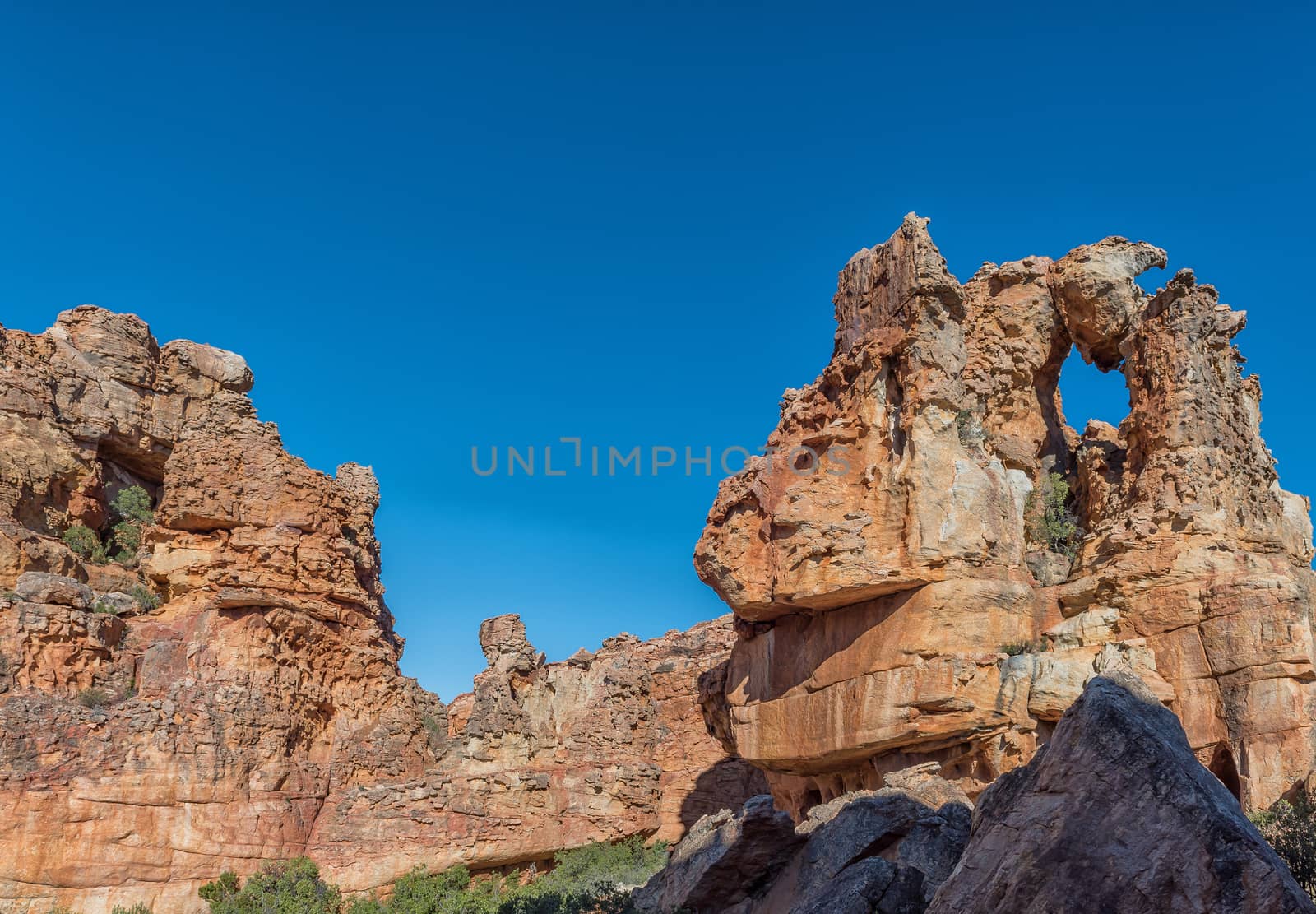 Rock formations at the Stadsaal Caves in the Cederberg Mountains in the Western Cape Province of South Africa