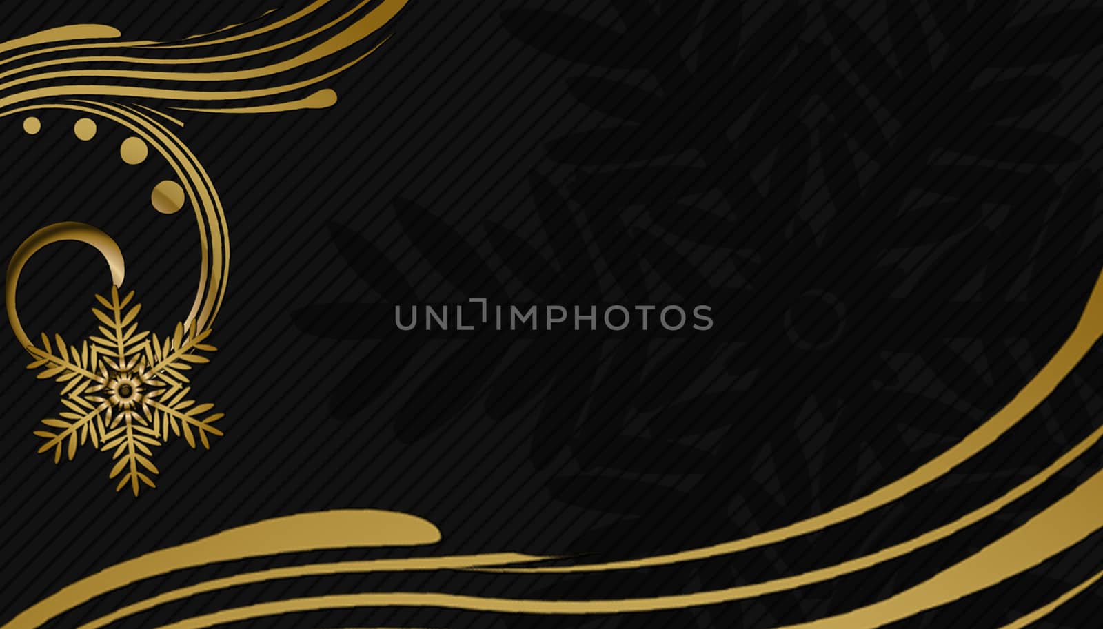 black christmas background with golden ornaments and snowflakes luxory