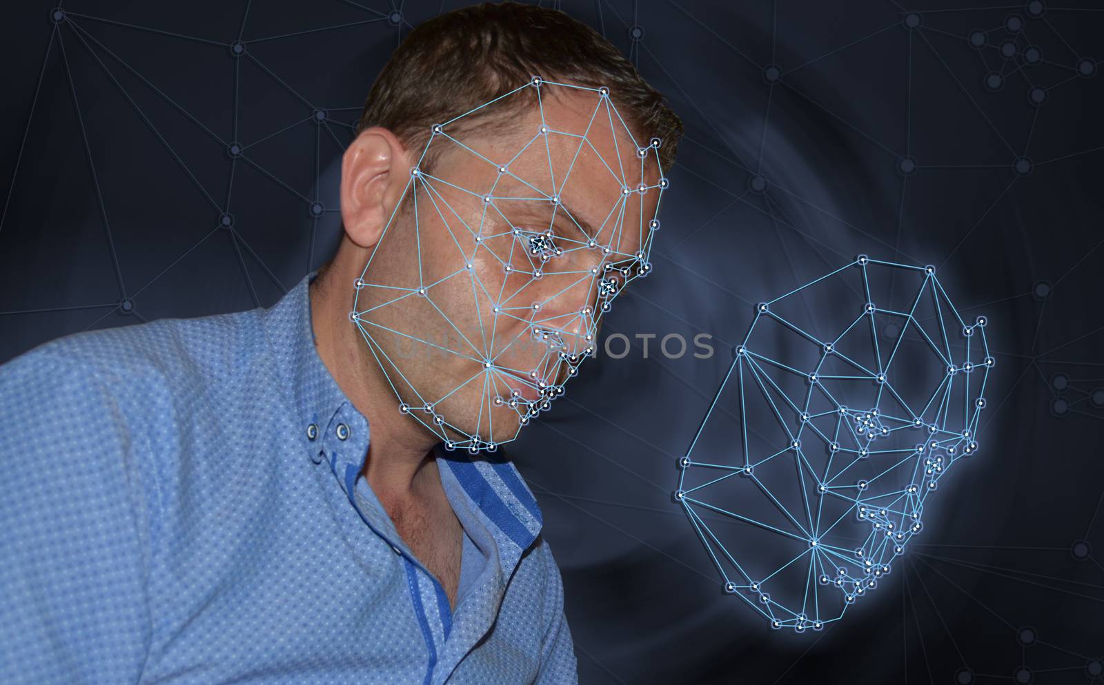 Biometric verification - young man face recognition by negmardesign