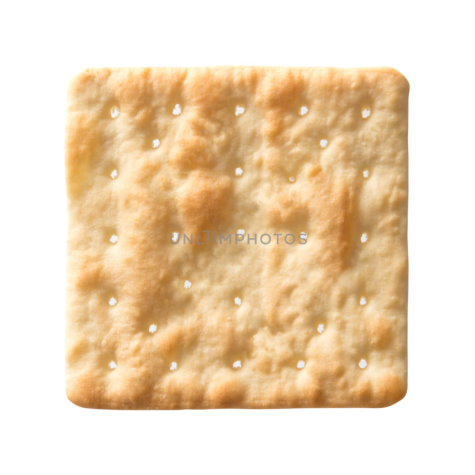 Square soda cracker isolated on white background.