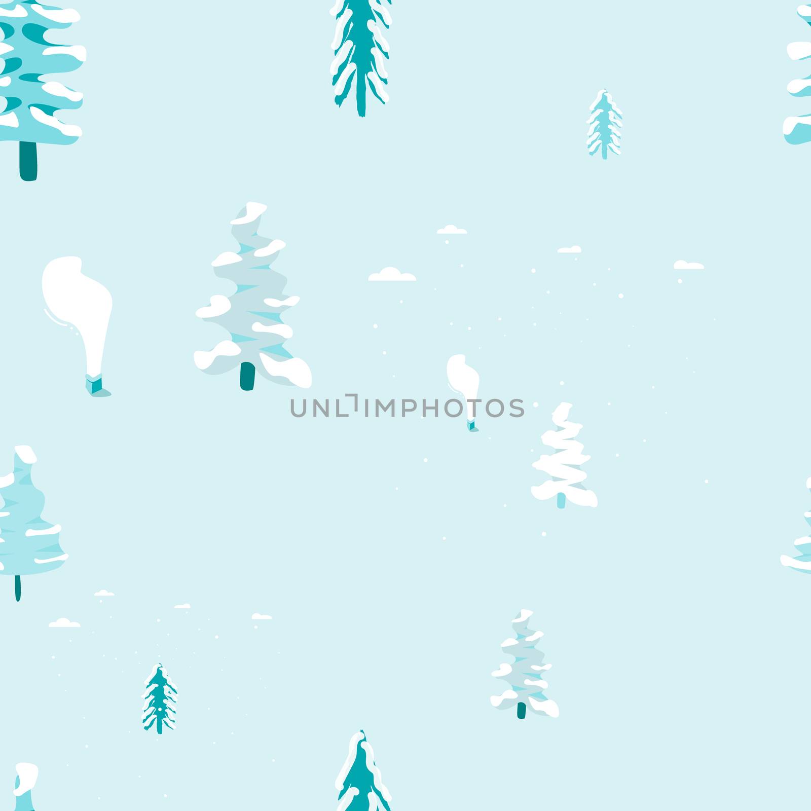 Winter trees seamless pattern