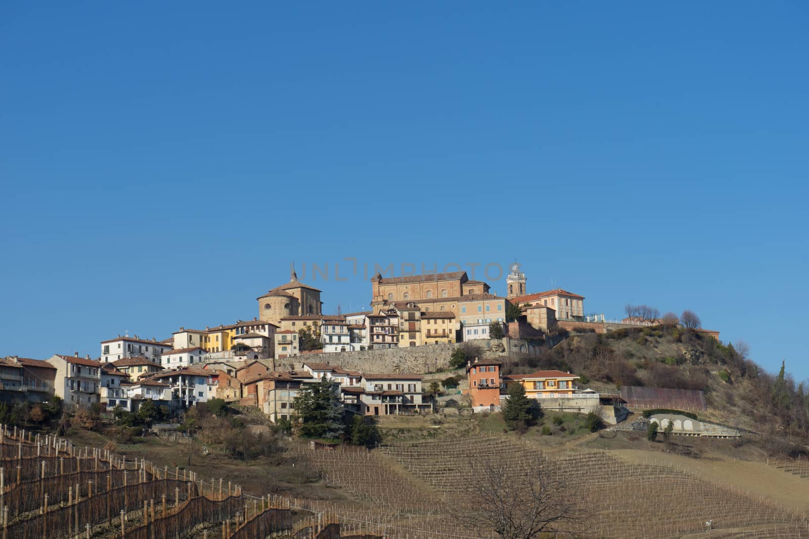 The village of La Morra on a hill of the Langhe, Piedmont - Italy