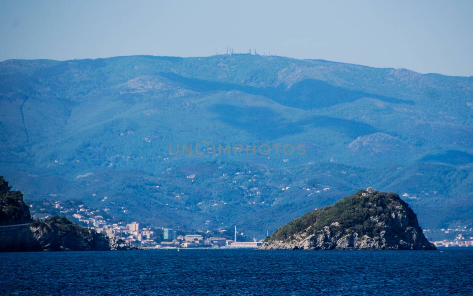 View of the island of Bergeggi in Liguria - Italy